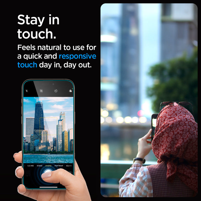 AGL06872 - iPhone 15 Pro Max Screen Protector EZ FIT GLAS.tR (Sensor Protection) stay in touch. feels natural to use for a quick and responsive touch day in, day out.
