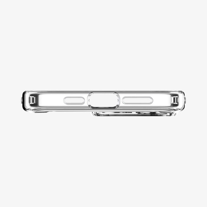 ACS06576 - iPhone 15 Pro Max Case Ultra Hybrid (MagFit) in crystal clear showing the bottom with precise cutouts