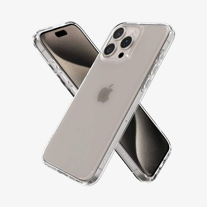 ACS06567 -  iPhone 15 Pro Max Case Ultra Hybrid in Frost Clear showing the back, side, and front