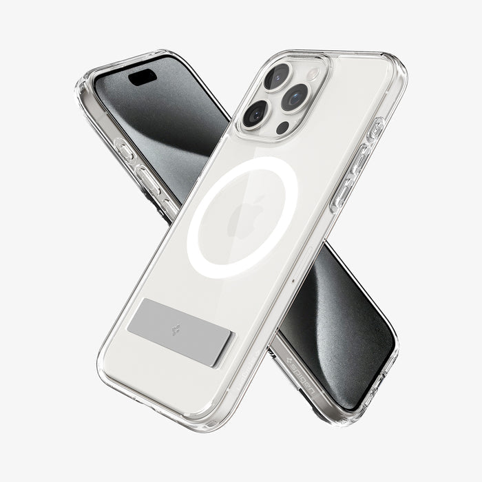 ACS06583 - iPhone 15 Pro Max Case Ultra Hybrid S (MagFit) in crystal clear showing the back, front and sides