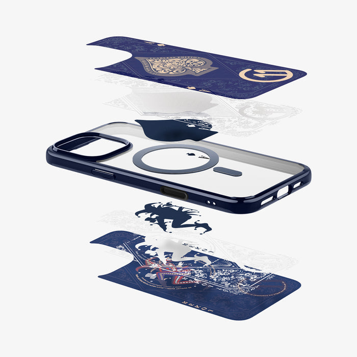 ACS09319 - iPhone 16 Pro Max Case c11 Series Fearless Edition (MagFit) in Fearless showing the inner layer detached, hovering above parts of the case design, the case and back design