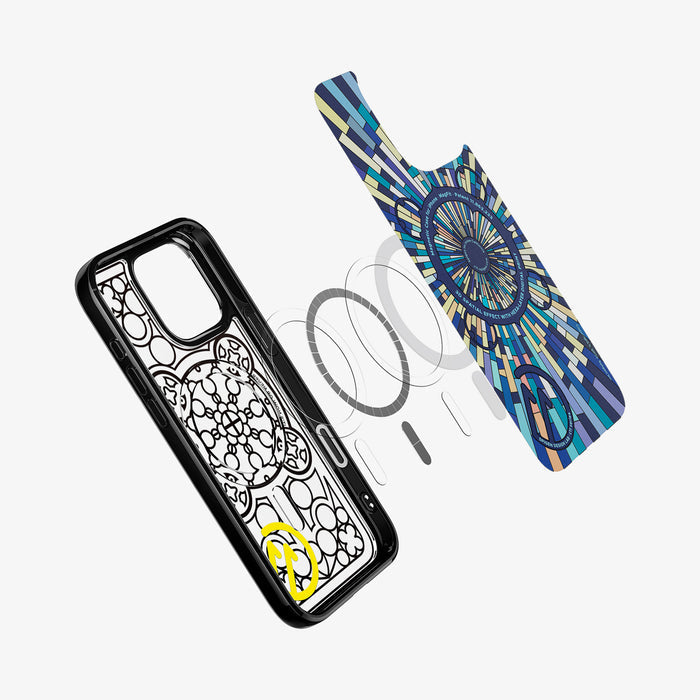 ACS09227 - iPhone 16 Pro Max Case c11 Series Magnolia Edition (MagFit + Camera Control) showing the inner cover, hovering above the detached magnet ring and inner of the case