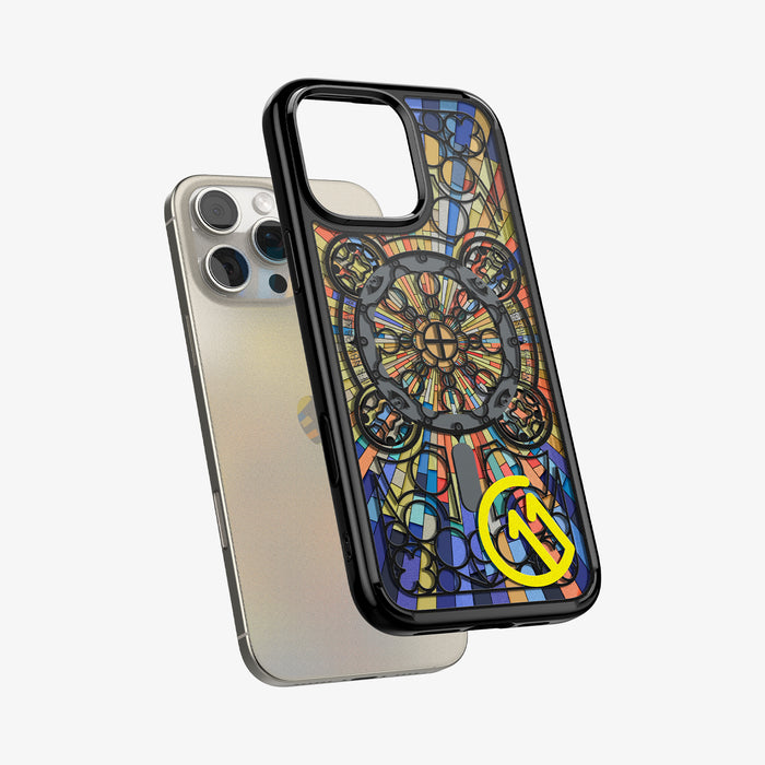 ACS09227 - iPhone 16 Pro Max Case c11 Series Magnolia Edition (MagFit + Camera Control) showing the back hovering in front of the device