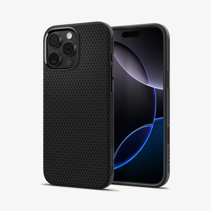 ACS09114 - iPhone 16 Pro Max Case Liquid Air T (MagFit + Camera Control) in Matte Black showing the back, partial front and sides