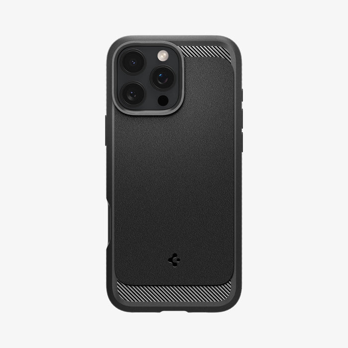 ACS07986 - iPhone 16 Pro Max Case Rugged Armor (MagFit) in Matte Black showing the back