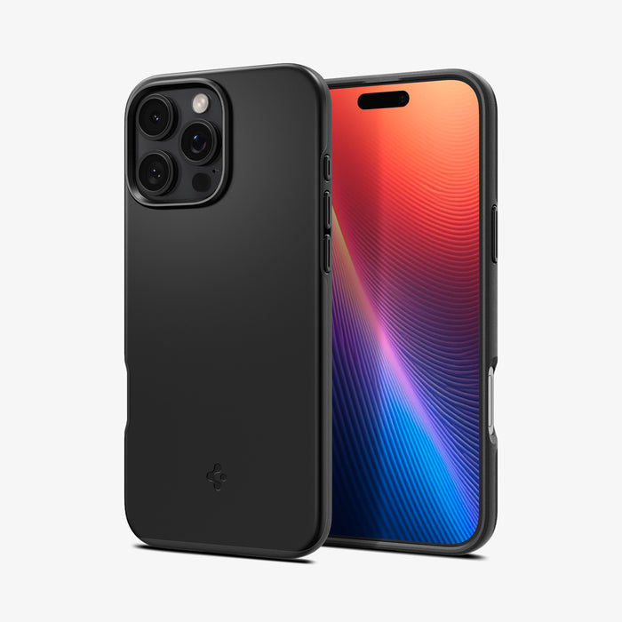 ACS07978 - iPhone 16 Pro Max Case Thin Fit (MagFit) in Black showing the back, partial front and sides