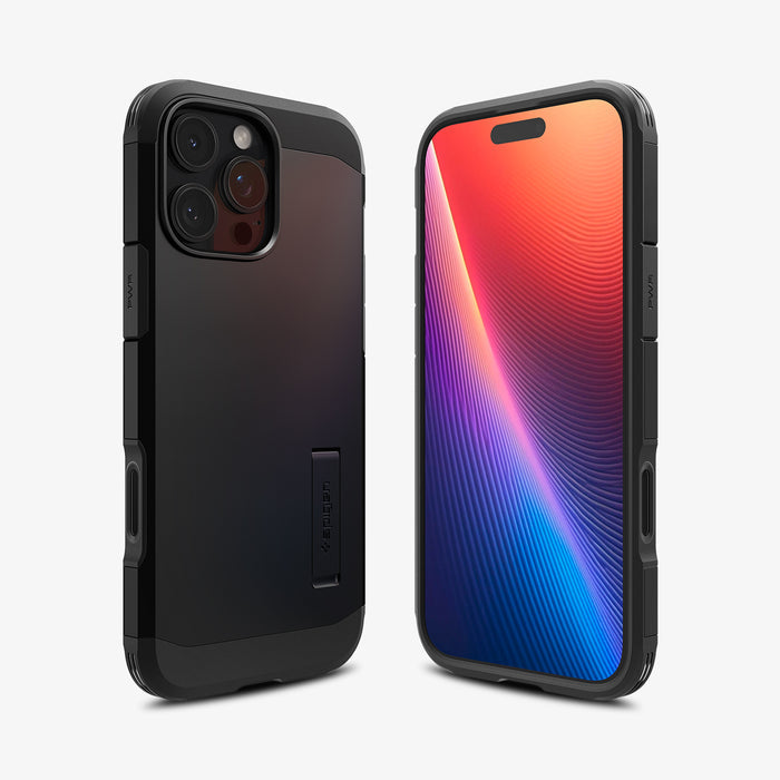 ACS08503 - iPhone 16 Pro Max Case Tough Armor T AI (MagFit) in Black showing the back, front and sides