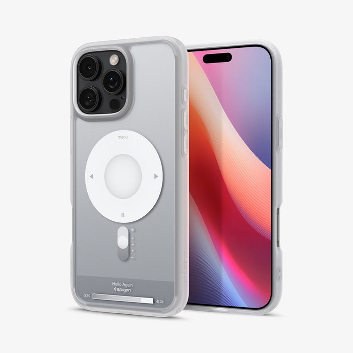 ACS08006 - iPhone 16 Pro Max Case Ultra Hybrid Classic (MagFit) in Classic Silver showing the back, partial front and side