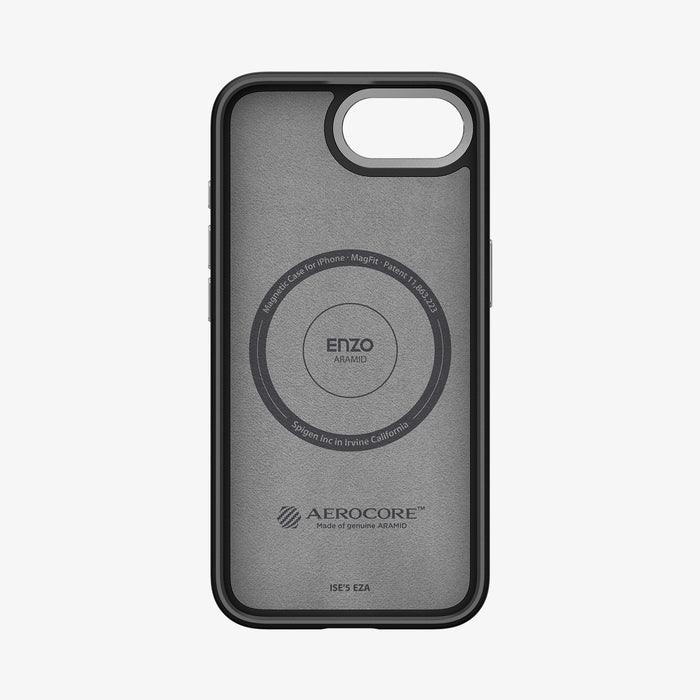 ACS09153 - iPhone 16e Case Enzo Aramid in Matte Black showing the inner