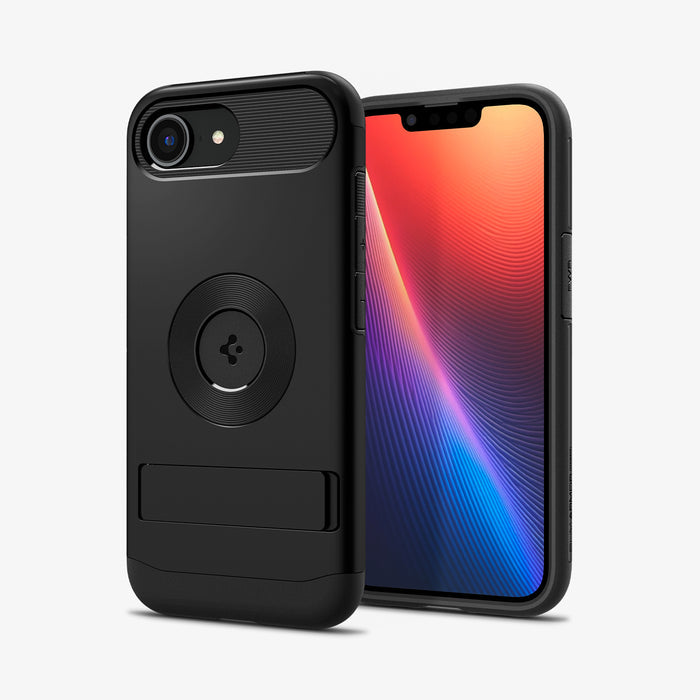 ACS09129 - iPhone 16e Case Slim Armor (MagFit) in Black showing the back, partial front and sides