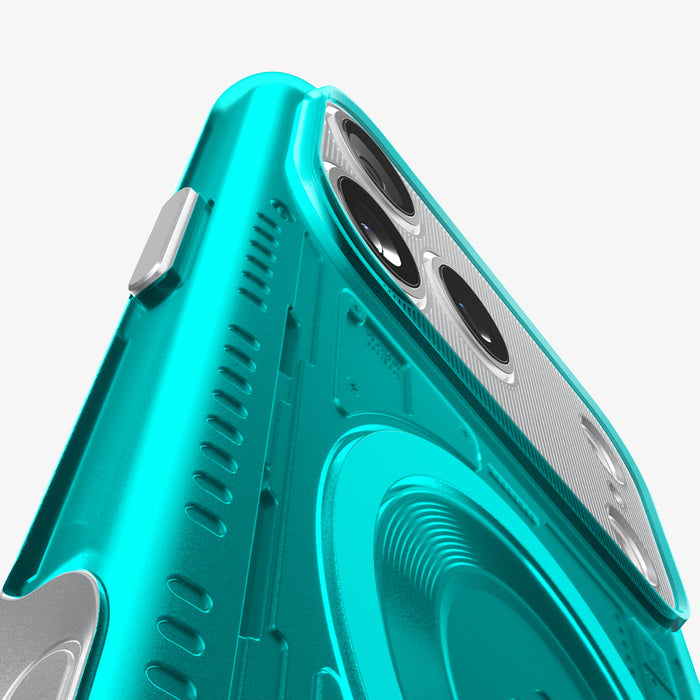 ACS09908 - iPhone 17 Pro Max Case Classic C1 (MagFit) in bondi blue showing the back and side zoomed in