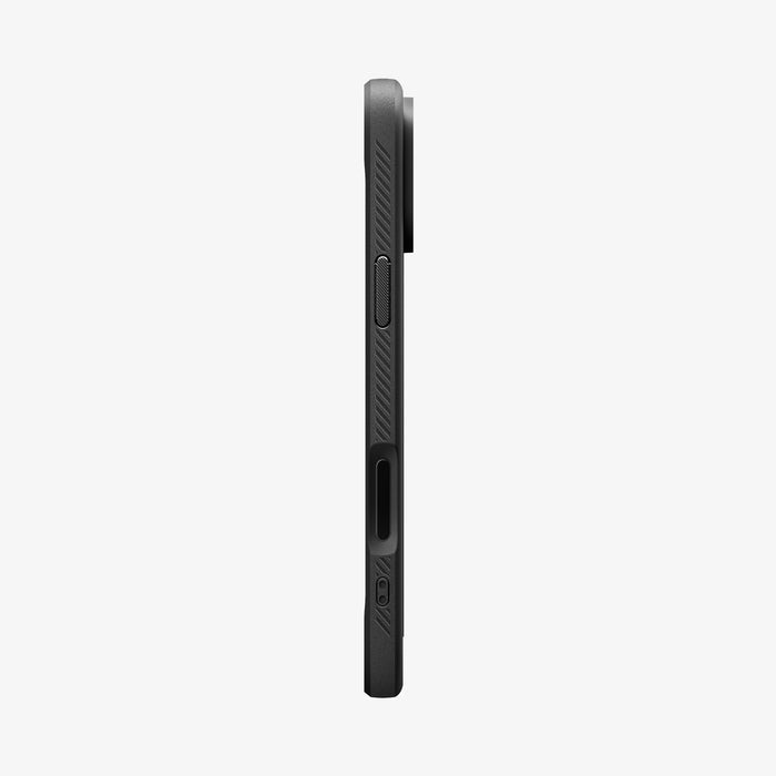 ACS09886CA - iPhone 17 Pro Max Rugged Armor (MagFit) in Matte Black showing the side with volume buttons