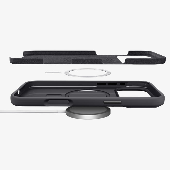 ACS09902 - iPhone 17 Pro Max Silicone Fit (MagFit) Case in black showing the side and multiple layers of case