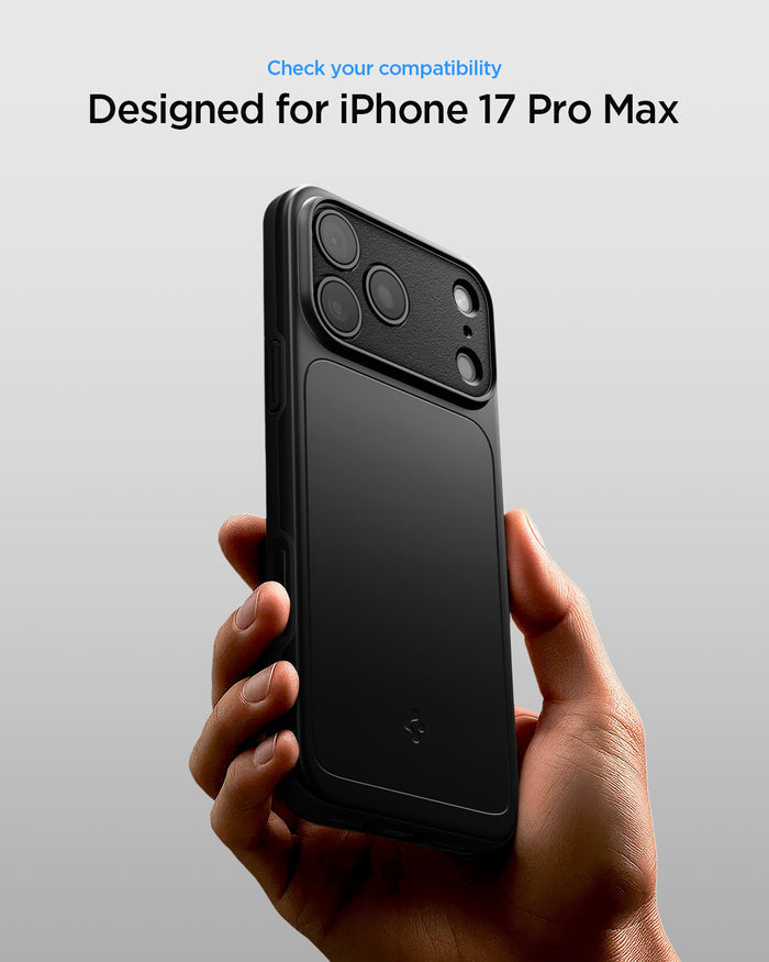 ACS09879 - iPhone 17 Pro Max Thin Fit (MagFit) in black showing check your compatibility.