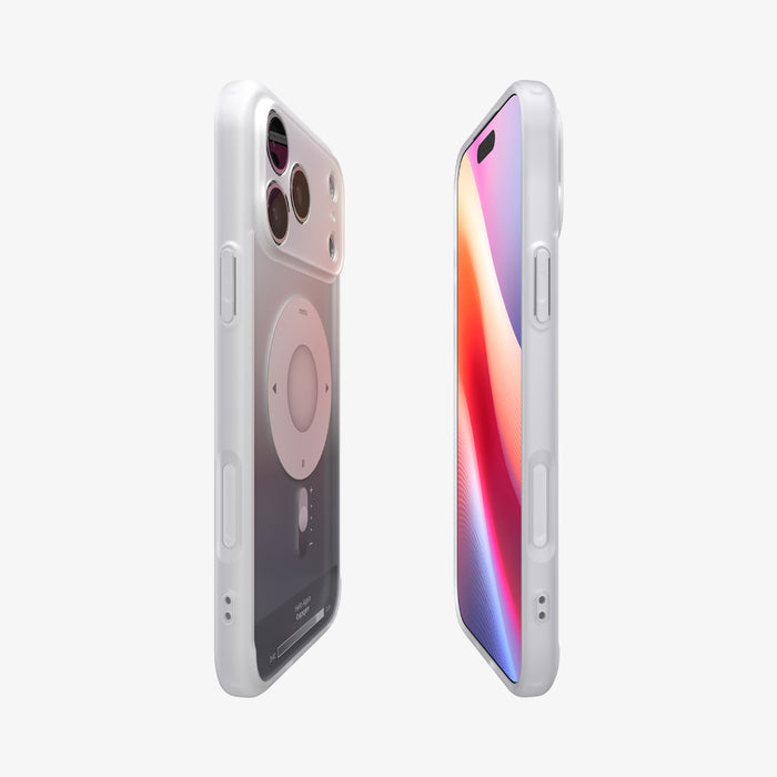 ACS10044 - iPhone 17 Pro Max Case Ultra Hybrid Classic (MagFit) in Classic Silver showing the partial front, partial back and sides