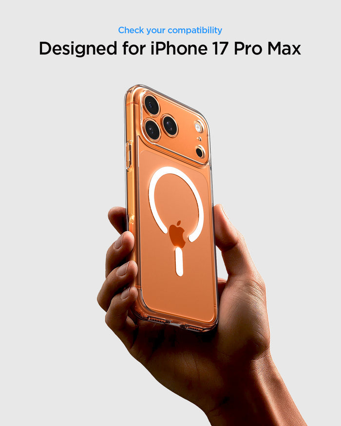 ACS10035 - iPhone 17 Pro Max Ultra Hybrid (MagFit) in Clear White showing check your compatibility