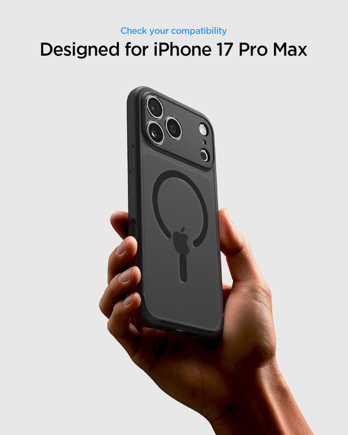 ACS10038 - iPhone 17 Pro Max Ultra Hybrid (MagFit) in Frost Black showing check your compatibility