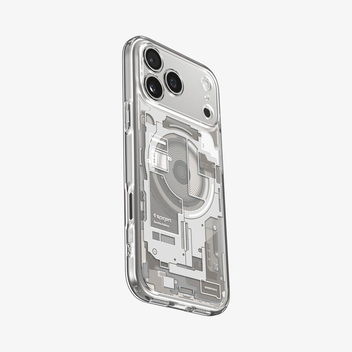 ACS10041 - iPhone 17 Pro Max Case Ultra Hybrid Zero One (MagFit) in Zero One Natural Titanium showing the back and side