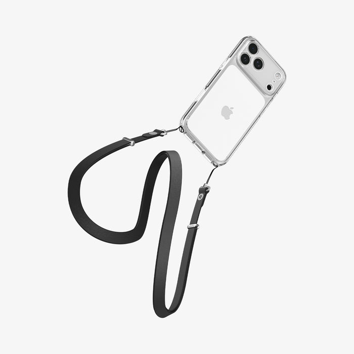 ACS10033 - iPhone 17 Pro Max Ultra Hybrid in Crystal Clear showing the side and lanyard hole