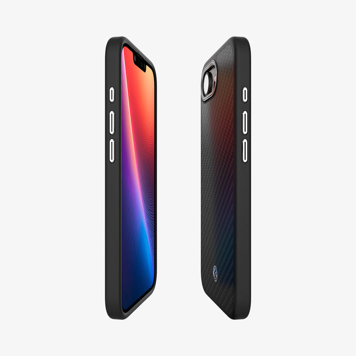 ACS09153 - iPhone 17e Case Enzo Aramid in Matte Black showing the partial front, partial back and sides