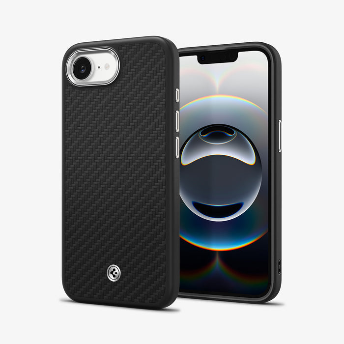 ACS09153 - iPhone 17e Case Enzo Aramid in Matte Black showing the front and back