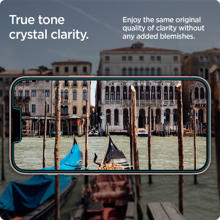 AGL03388 - iPhone 17e Screen Protector EZ FIT GLAS.tR Privacy showing the true tone crystal. Enjoy the same original quality of clarity without any added blemishes