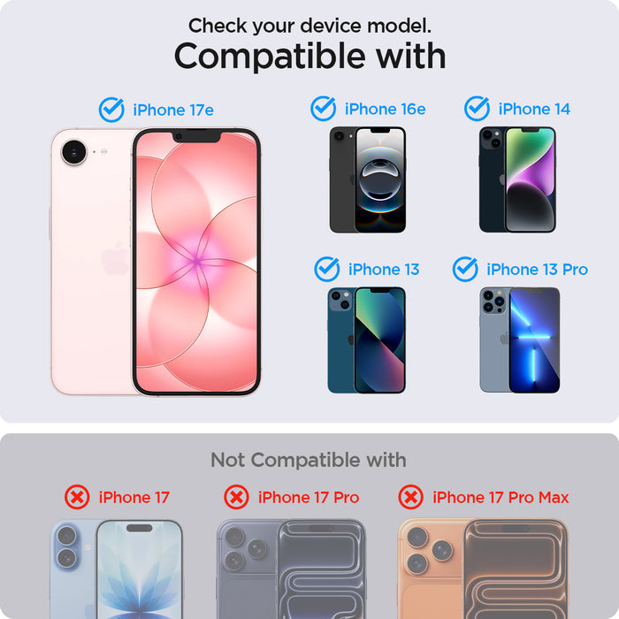 AGL03388 - iPhone 17e Screen Protector EZ FIT GLAS.tR Privacy showing check your device model.