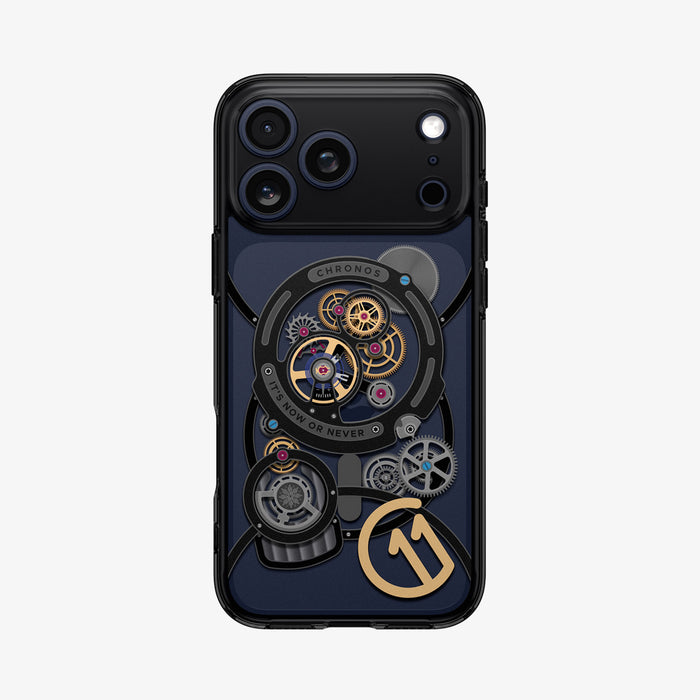 ACS10407 - iPhone 17 Pro Max Series Case c11 Series Chronos Edition (MagFit) showing the back in black device