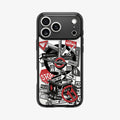 ACS11841 - Spigen Signal C11 iPhone 17 Pro Max case showing the Spigen Signal C11 case flat back view with street sign collage graphic around camera cutout