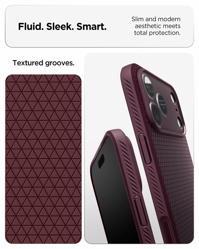 ACS12334 - iPhone 18 Pro Max / iPhone 17 Pro Max Liquid Air in Dark Cherry showing fluid, sleek, smart. slim and modern aesthetic meets total protection.