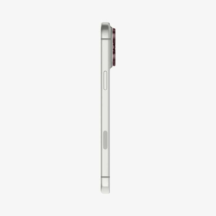 AGL12040 - iPhone 18 Pro Max Optik Pro XL EZ Fit Lens Protector in burgundy showing the slim profile of the installed lens protector from the side.