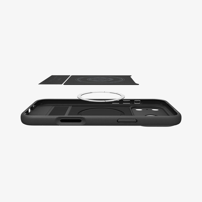 ACS09911CB - iPhone 18 Pro Max / iPhone 17 Pro Max Parallax S (Mag Fit) in Matte Black showing the back layer hovering above the device