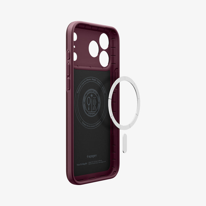 ACS12333 - iPhone 18 Pro Max / iPhone 17 Pro Max in Dark Cherry showing inside with magfit magnet
