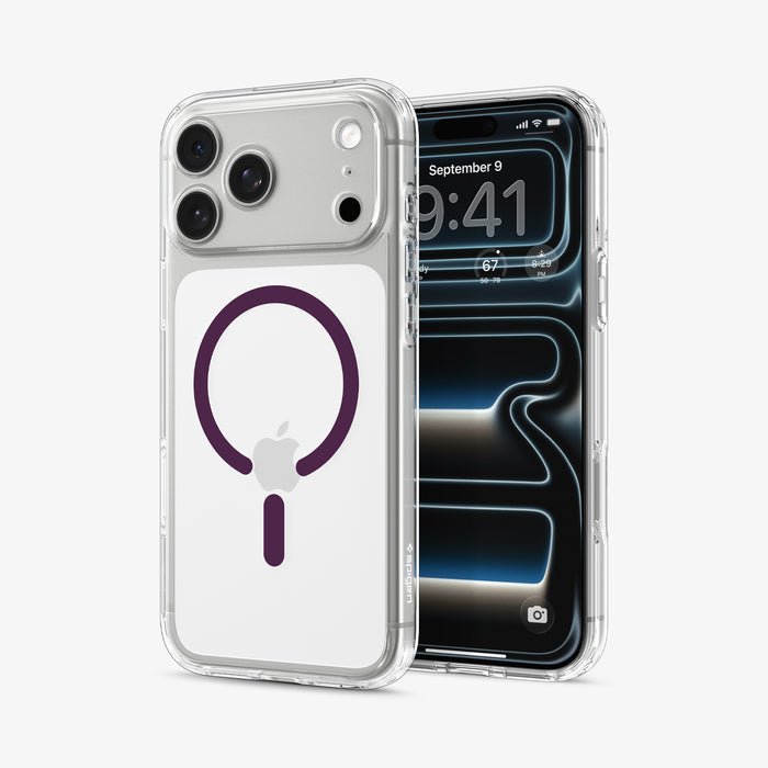 ACS12331 -  iPhone 18 Pro Max / iPhone 17 Pro Max Ultra Hybrid (MagFit) in Clear Dark Cherry showing the back, partial inner, partial front and sides