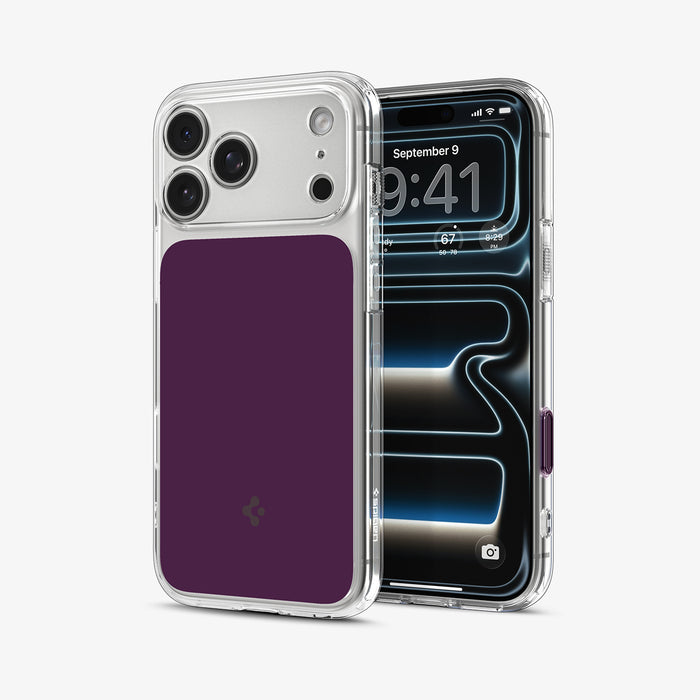 ACS12332 - iPhone 18 Pro Max / iPhone 17 Pro Max Ultra Hybrid T (Mag Fit) in Clear Dark Cherry showing the back, front and inside