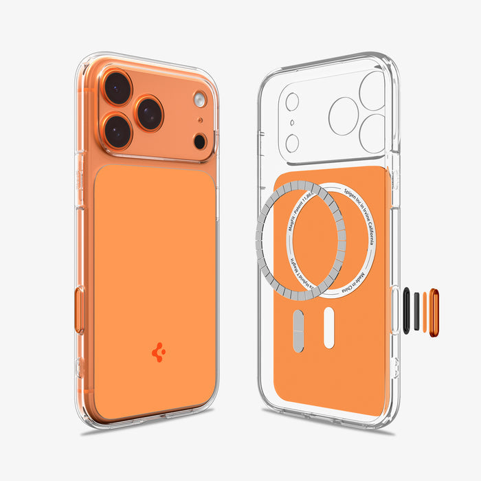ACS10468CA - iPhone 18 Pro Max / iPhone 17 Pro Max Ultra Hybrid T (Mag Fit) in Glossy Orange showing the front and back