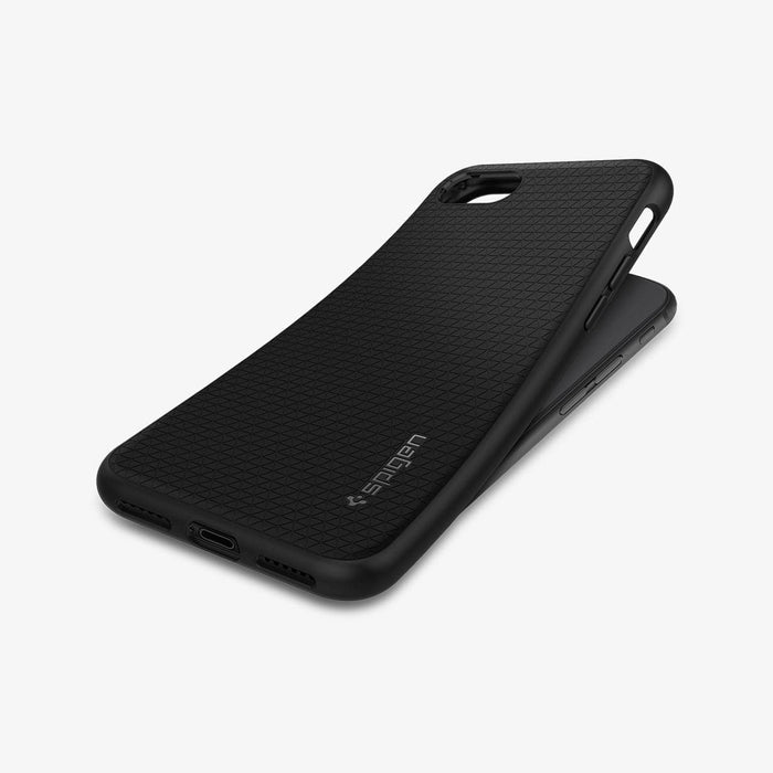 042CS20511 - iPhone 8 Series Liquid Air Case in Black showing the  back half lifted from device