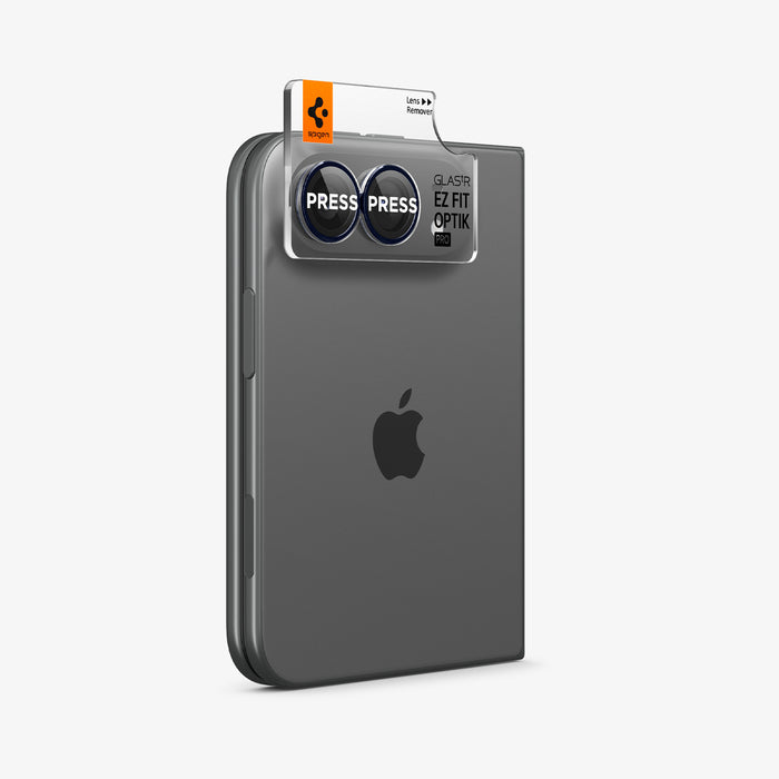 AGL12011 - iPhone Duo Optik Pro EZ Fit Lens Protector in Night Sky showing the EZ Fit Optik Pro installation tray fitted over the dual camera lenses