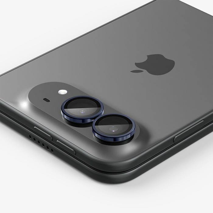 AGL12011 - iPhone Duo Optik Pro EZ Fit Lens Protector in Night Sky showing a close-up view of the dual camera lenses with individual lens protectors installed