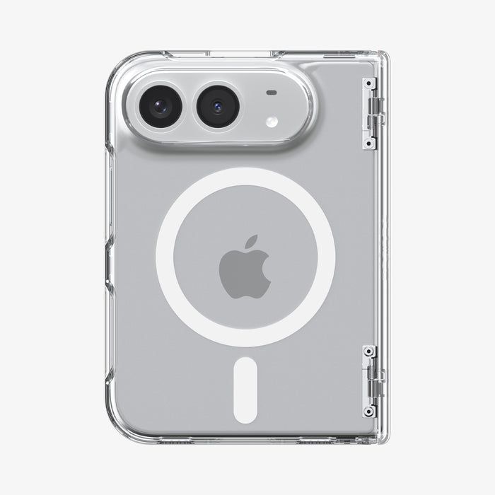 ACS11688 - iPhone Duo Ultra Hybrid Pro (Mag Fit) in Clear White showing the rear case with a magnetic ring and raised camera protection