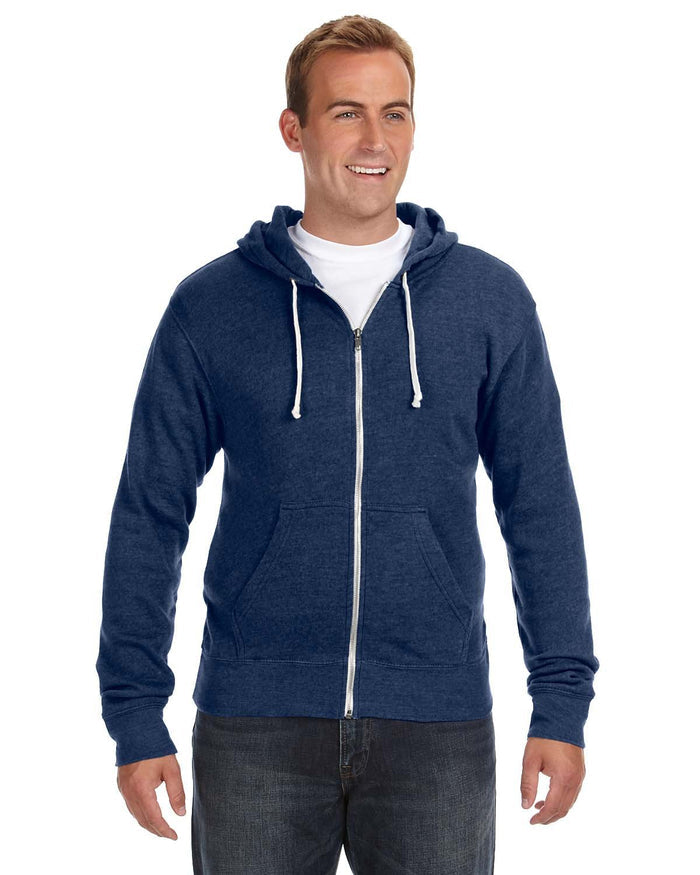J America JA8872 Adult Triblend Full-Zip Fleece Hooded Sweatshirt