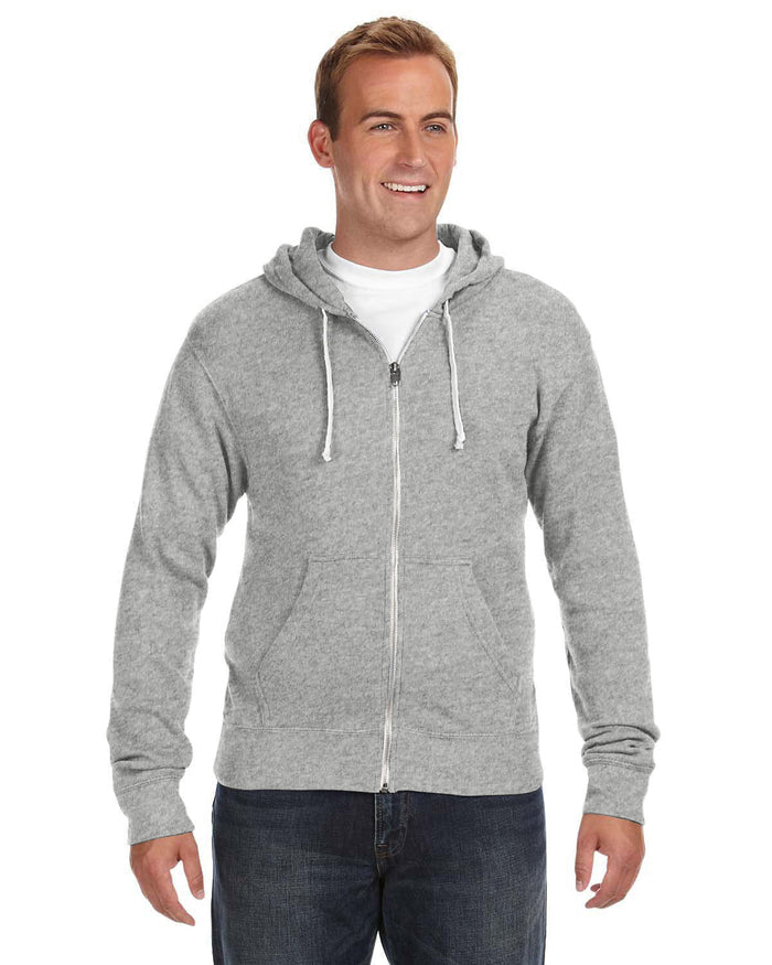 J America JA8872 Adult Triblend Full-Zip Fleece Hooded Sweatshirt