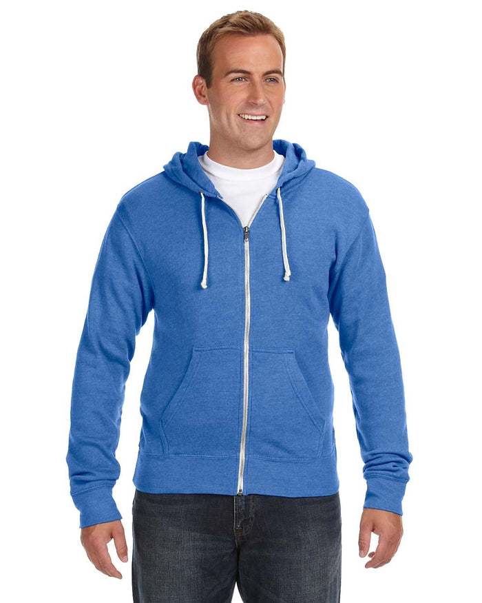 J America JA8872 Adult Triblend Full-Zip Fleece Hooded Sweatshirt