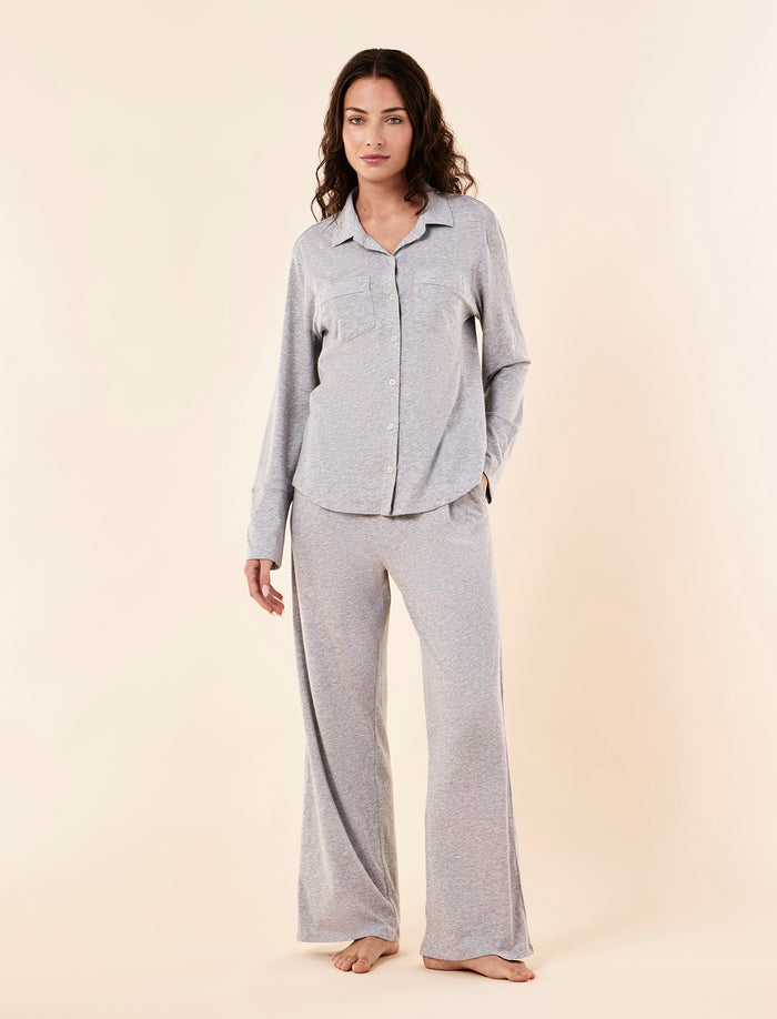 Jada Organic Cotton Knit Button Front PJ Set
