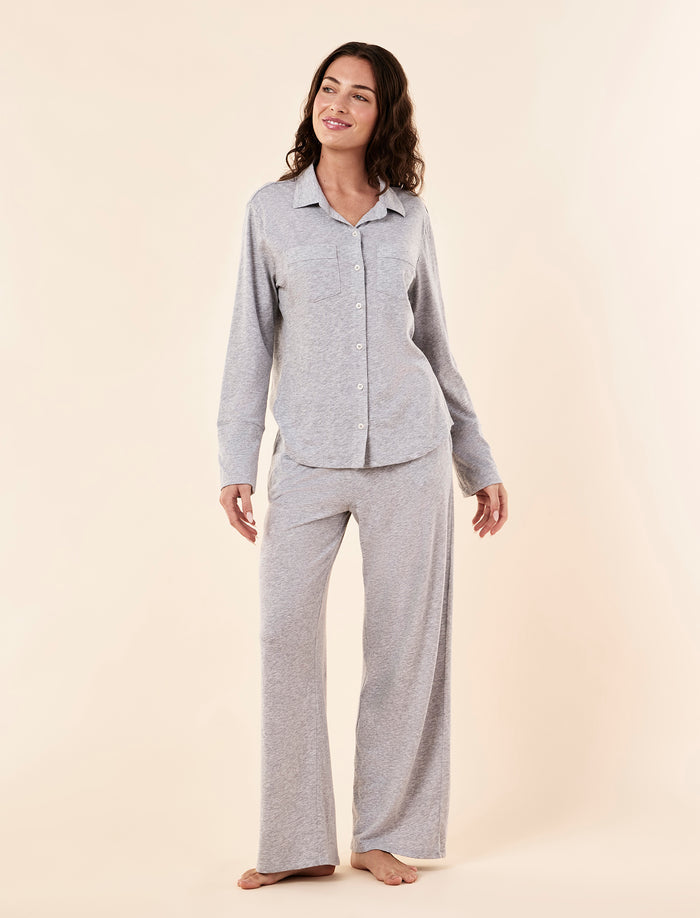 Jada Organic Cotton Knit Button Front PJ Set