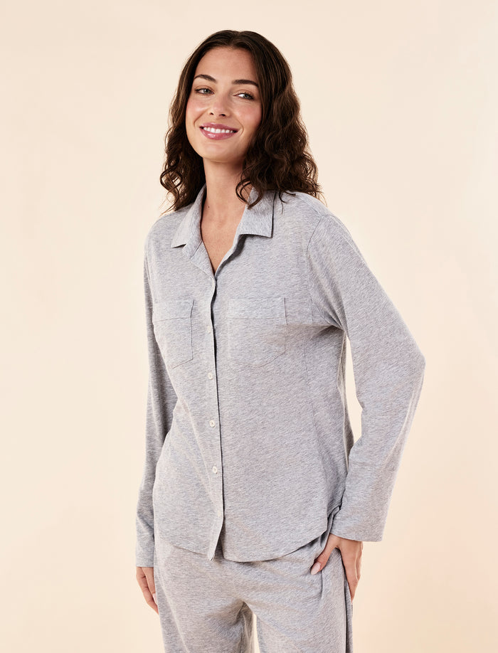 Jada Organic Cotton Knit Button Front PJ Set