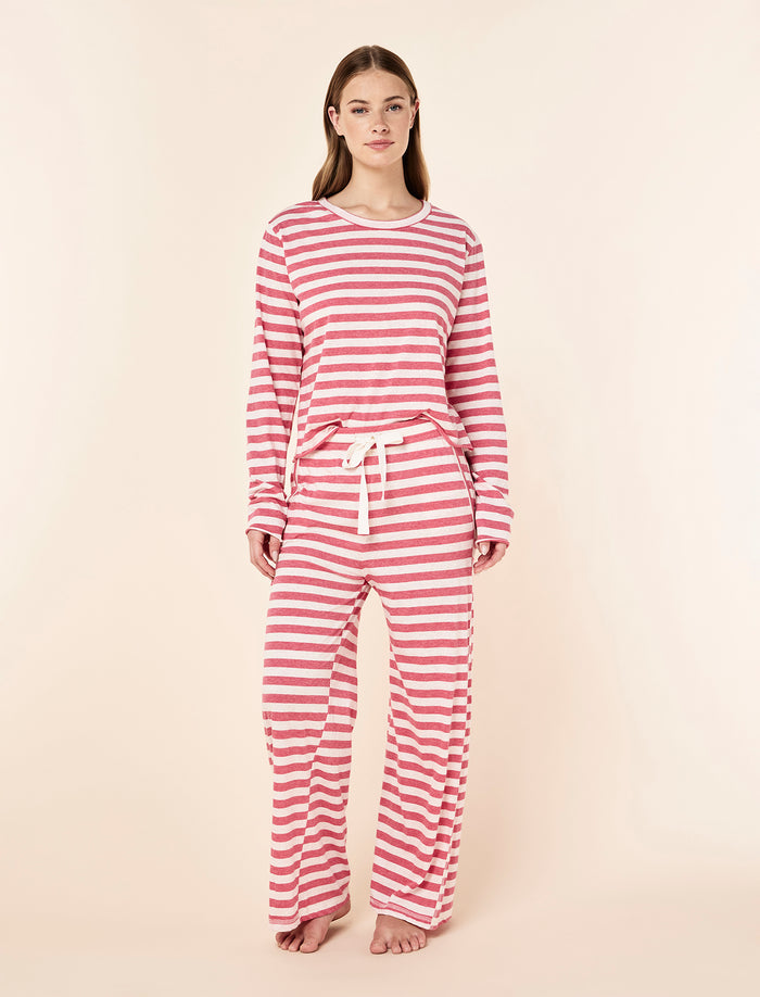 Jada Organic Cotton Knit Long Sleeve Boxy Tee & Straight Leg Pant Set