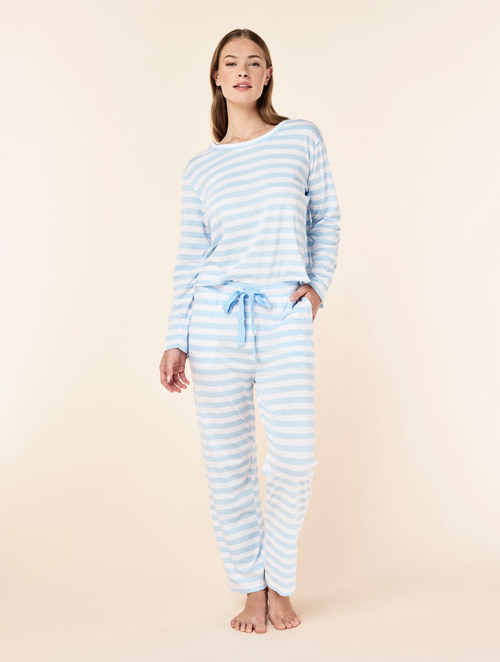 Jada Organic Cotton Knit Stripe Full Length PJ Set