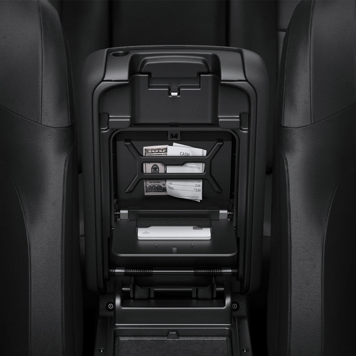 ACP09216 - Jeep Series -  Center Console Hidden Storage Box | JO221 showing inside with cash storage.