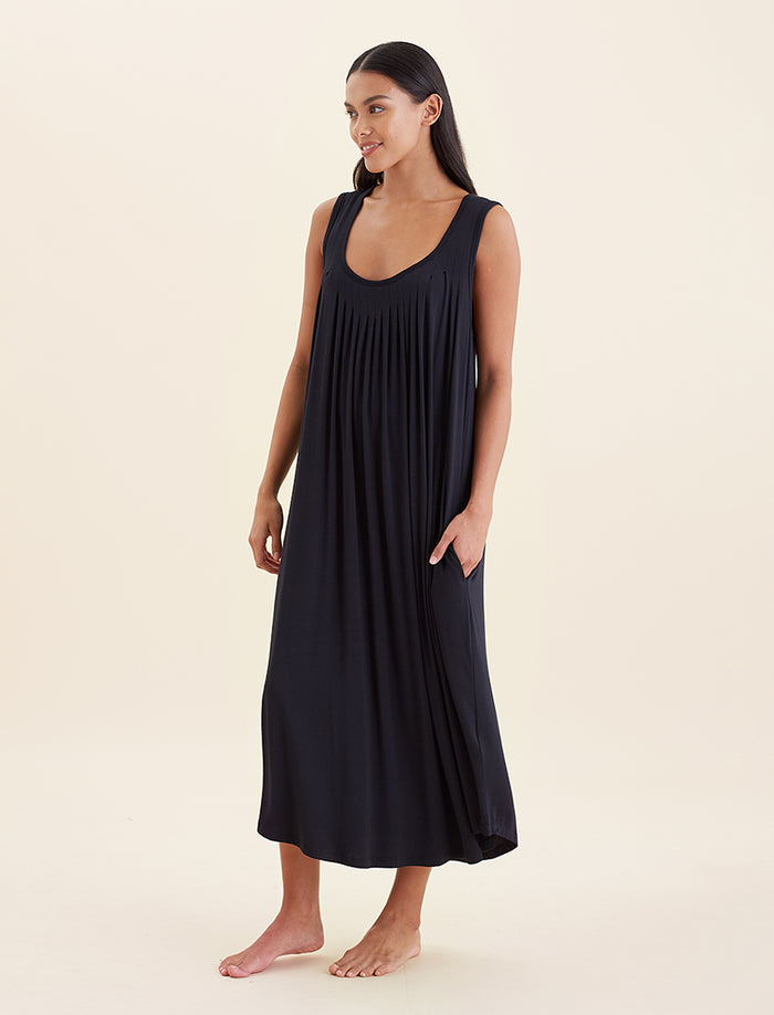 Kate Modal Soft Pleat Front Maxi Nightgown
